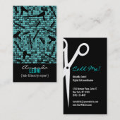 Cool Turquoise Salon de cheveux Glam Carte de visi (Devant / Derrière)