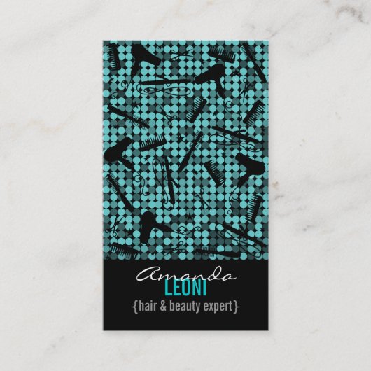 Cool Turquoise Salon de cheveux Glam Carte de visi (Devant)