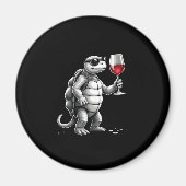 cool turtle drinking red wine art print_1 (2) magneet (Voorkant)