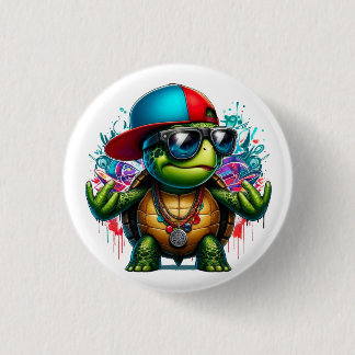 Cool Turtle Hip Hop Ronde Button 3,2 Cm