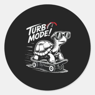Cool Turtle op Skateboard Funny Turbo Gift Ronde Sticker