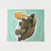 Cool Turtle Sipping Juice Sticker Wandkleed (Voorkant (horizontaal))