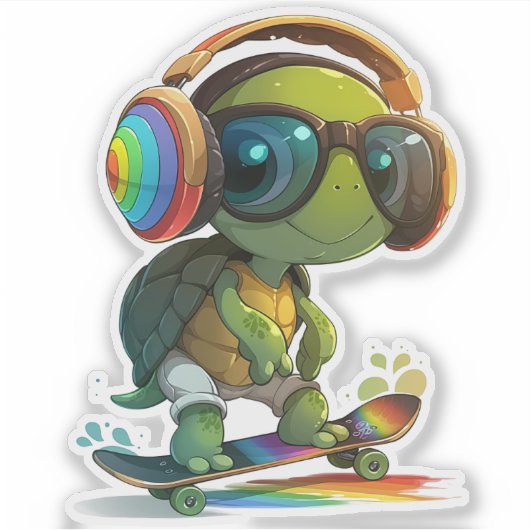 Cool Turtle Sticker (Voorkant)