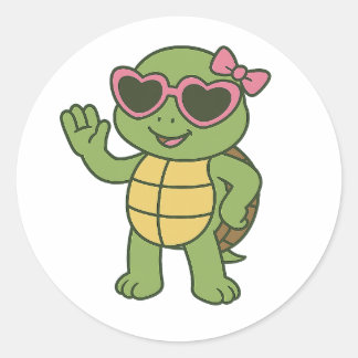 Cool turtle with sunglasses ronde sticker