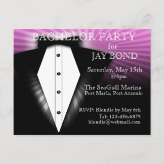 Cool Tuxedo Bachelor Party Cool Invitation Kaart