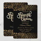 Cool typografie goud zwart luipaard zoet 16 kaart (Voorkant / Achterkant)