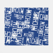 Cool Typografie White Names on Navy Blue Fleece Deken (Voorkant (Horizontaal))