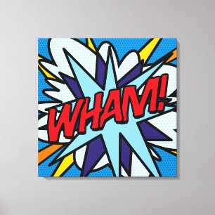Cool Typographic Modern Pop Art Comic Book WHAM Canvas Afdruk