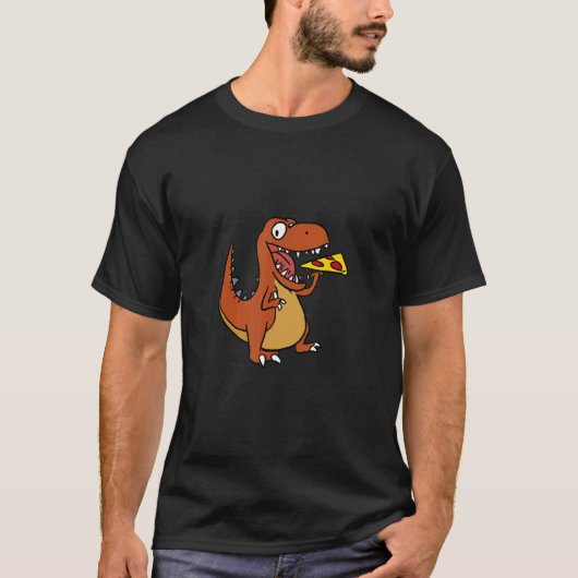 Cool Tyrannosaurus Rex Dinosaur Eating Pizza T-shirt (Voorkant)