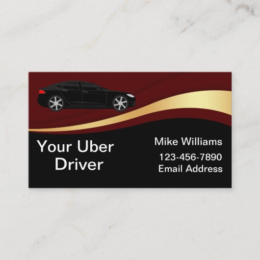 Cool Uber Driver Carte de visite automobile unique (Devant)