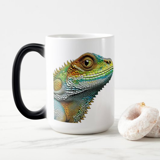 Cool Uitziende Hagedis AI Kunst Magische Mok (Met donut)