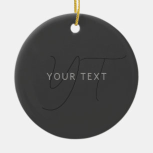 Cool Uitziende Naam & Monogram   Donkergrijs Keramisch Ornament