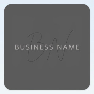 Cool Uitziende Naam & Monogram Donkergrijs Vierkante Sticker