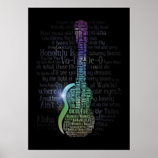 Cool Ukulele Histoire Mot Poster Nuage!