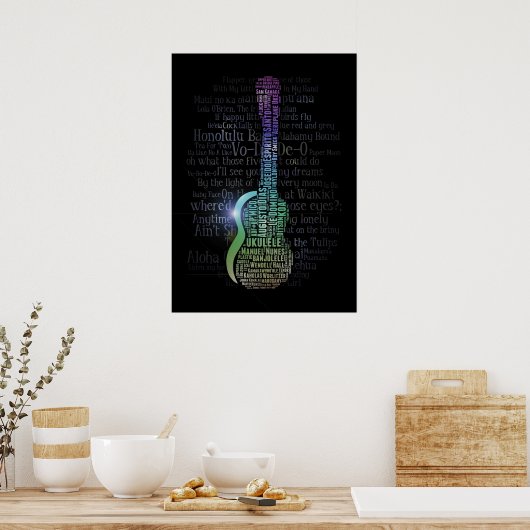 Cool Ukulele Histoire Mot Poster Nuage! (Cuisine)
