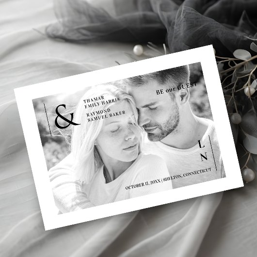 Cool Ultra Modern Trendy Black and White Photo Save The Date