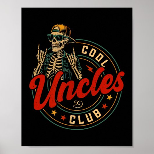 Cool Uncles Club Shirt Funny Skeleton Uncle Men Fa Poster (Voorkant)