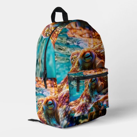 Cool Underwater Octopus Backpack Bedrukte Rugzak (Achterkant Hoek Links)