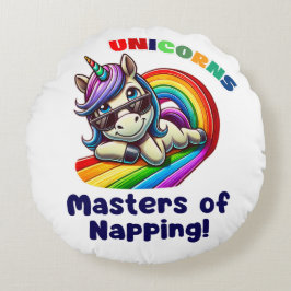 Cool Unicorn ontspannend met een zonnebril Rond Kussen