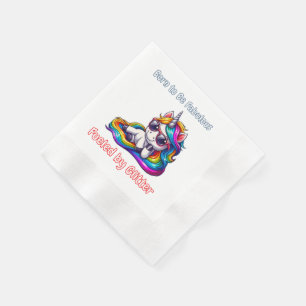 Cool unicorn regenboog surfen ontspannen kleurrijk servet