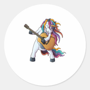 Cool Unicorn spelen gitaar _ Funny Animal Guitari Ronde Sticker