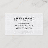 Cool Unieke Binary Code Pattern Monogram Visitekaartje (Achterkant)