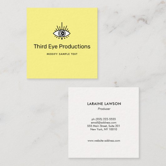 Cool unique 3e oeil Carte de visite jaune (Devant / Derrière)