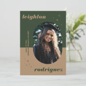 Cool unique photo arrondi Faire-part de graduation (Debout devant)