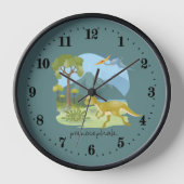 cool unisex enfants dinosaure Grande horloge (Recto)