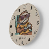 Cool unisex luiaard gaming naam toevoegen grote klok (Hoek)