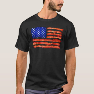 Cool USA Bacon Vlag Grappig Foodie Patriot Vlees E T-shirt