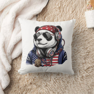 Cool USA Panda – Patriottische Rode, Witte & Blauw Kussen
