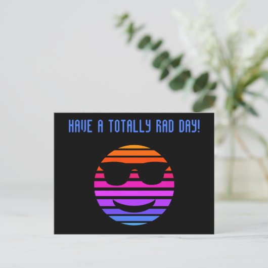 Cool Vaporwave Emoji Custom Message Rad Day Briefkaart (Staand voorkant)