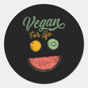 Cool Vegan For Life Veggie Food Plant Diet World V Ronde Sticker
