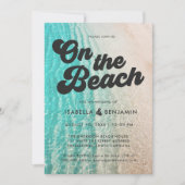 Cool vet kust op het strand bestemming bruiloft kaart (Voorkant)