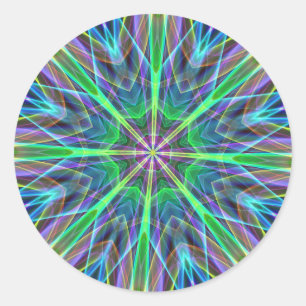 Cool Vibrant Neon Pastel Aura Mandela Ronde Sticker