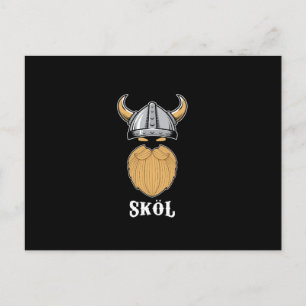 Cool Viking Skol Bearded Mannen Man Manly Beer Feestdagenkaart