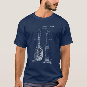 Cool Vintage Ananas Vormen Ukulele Octrooi Kunst T-shirt
