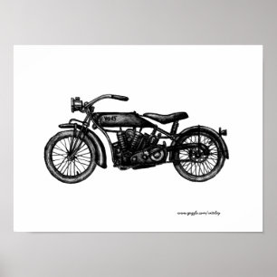 Cool vintage encre de moto dessin d'art poster