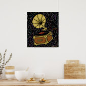 Cool vintage gramophone art poster design (Cuisine)