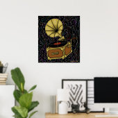 Cool vintage gramophone art poster design (Bureau à domicile)