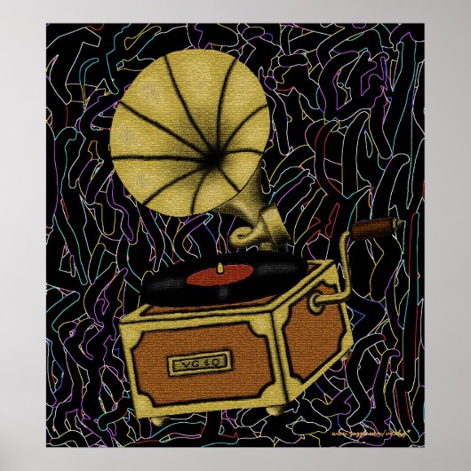 Cool vintage gramophone art poster design (Devant)