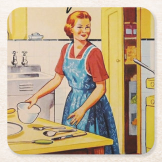 Cool Vintage image l Unieke retro Vierkante Kartonnen Onderzetter