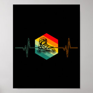 Cool vintage retro rollerschaatsen uit de jaren 70 poster