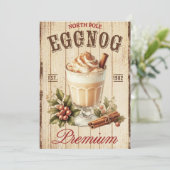 Cool vintage rustieke Noordpool Eggnog Est 1982 Feestdagenkaart (Staand voorkant)