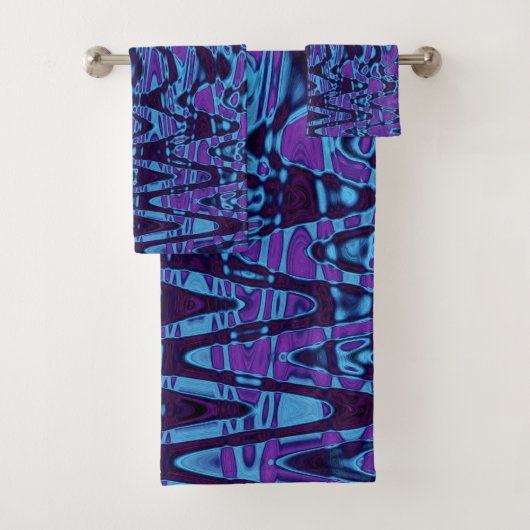 Cool violet et bleu Abstrait Tie Dye Vagues rétro (En situation)