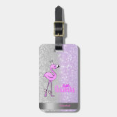 Cool Violet Silver Glitter Bokeh Ombre Stripe Bagagelabel (Voorkant verticaal)