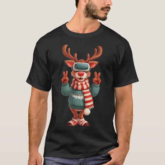 Cool Virtual Reality Reindeer Costume For Adults A T-shirt (Voorkant)