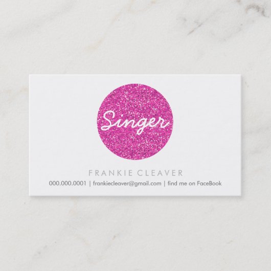 COOL VISITEKAARTJE vet spot roze glitter effect (Voorkant)