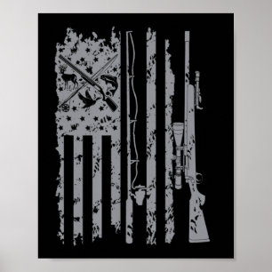 Cool Vist Rod Hunting Rifle American Flag Gift Poster